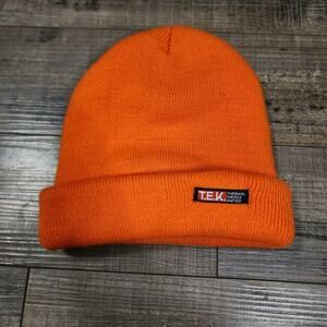 TEK Orange Knit Beanie cap taboggan  2483